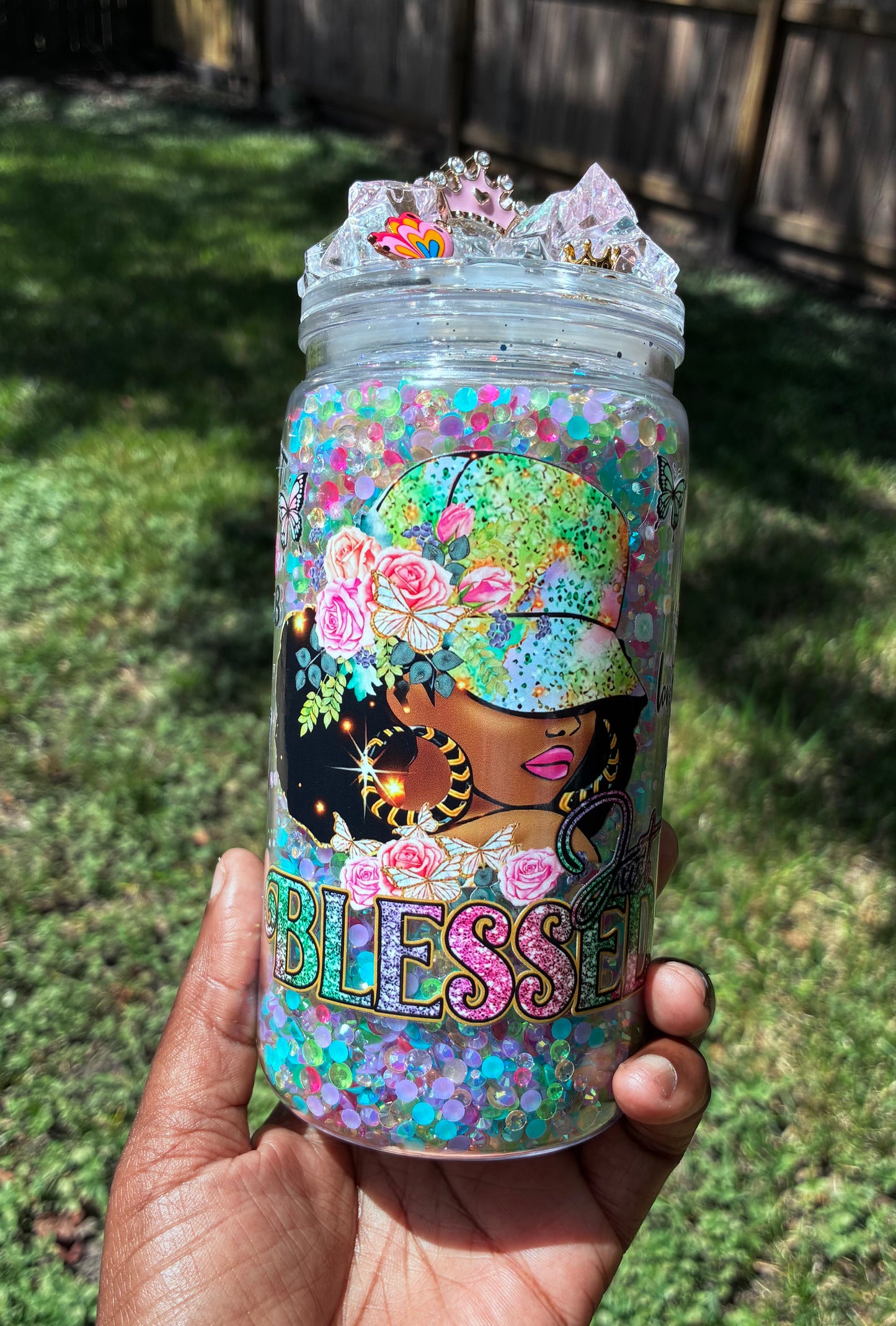 Blessed snow globe tumbler