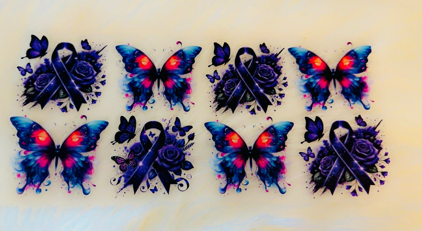 Butterflies and purple ribbons