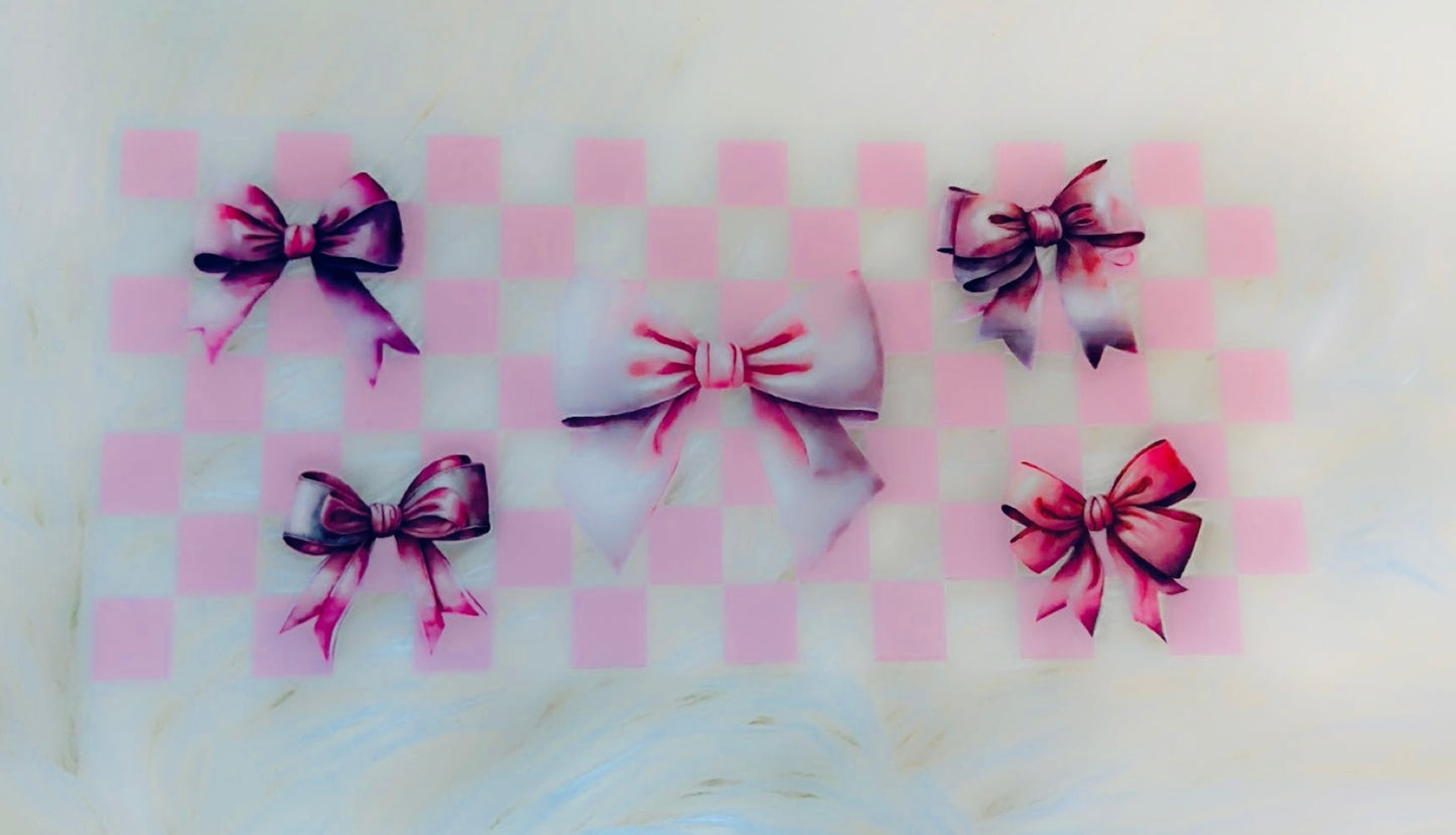 Pink bows and checkers