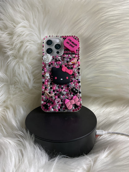 Hk black and pink bejeweled junk case