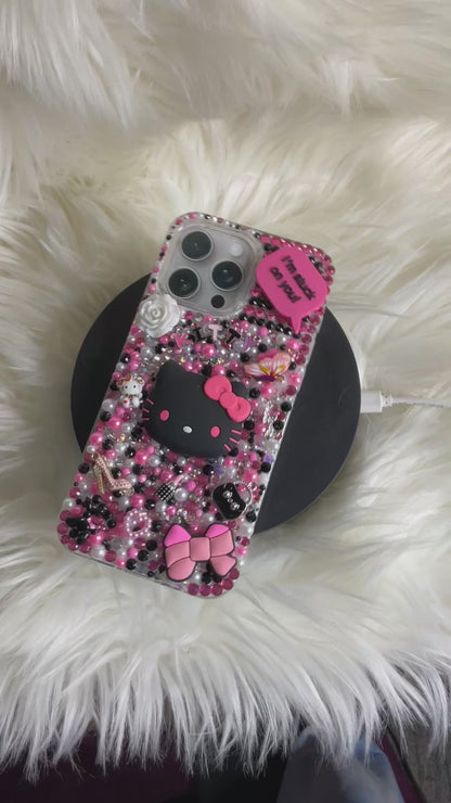 Hk black and pink bejeweled junk case