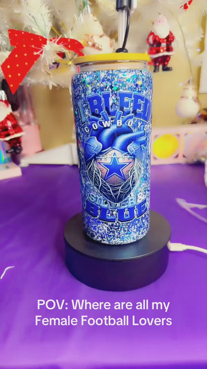 I Bleed Cowboys Blue 20oz snow globe tumbler