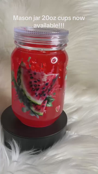 Watermelon 20oz Mason jar